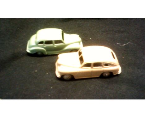 Toys Dinky Cars Standard Vanguard, Tank Body, No.40E, no chip (1950-52), good; another Austin Devon, Green Body, No.40d very 