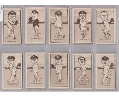 R &amp; J Hill Ltd, Caricatures of Famous Cricketers, 1926 set 50/50 VGC