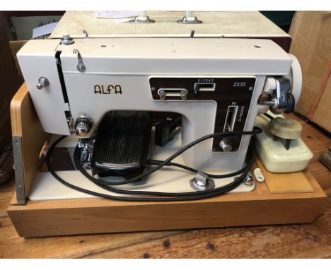 Vintage Alfa Z233 Electric Sewing machine in case, untested, heavy item, buyer collects