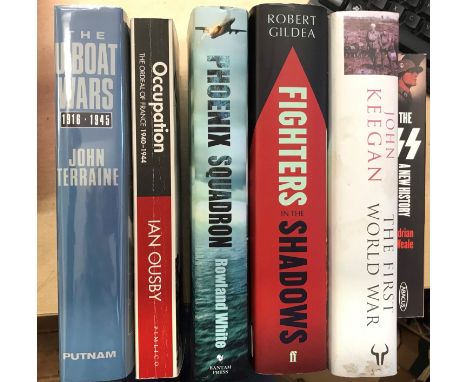Box of Military Books; John Keegan The First World War, The SS A New History, The U-Boat Wars John Terraine, Occupation The O