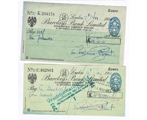 Barclays Bank Limited, Golders Green Road branch 1953 used, BO, black on light green, another larger black on light and darke
