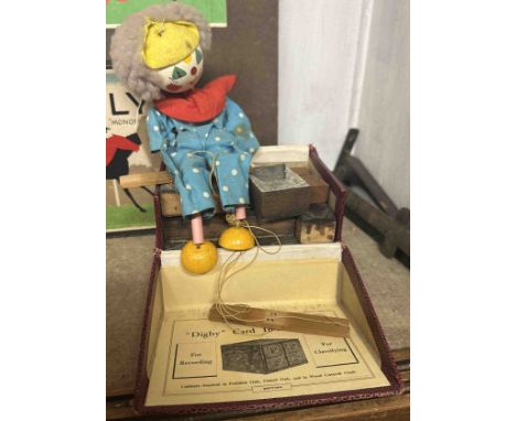 A Pelum puppet clown and a quantity of rubber stamp printing blocks