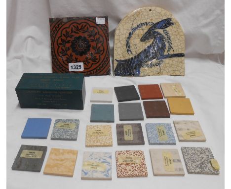 A traveller's sample box containing miniature examples of Langley's Sinzig brand ceramic floor tiles - sold with a Victorian 