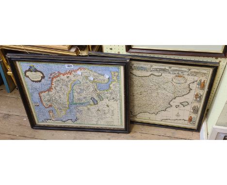 Gustavo Adolpho: a Hogarth framed antique hand coloured map print of Sweden and Norway - sold with another similar