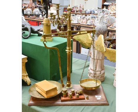 A Set of 19th Century Brass Scales, Day &amp; Millward Ltd, Birminghaml, with weights
