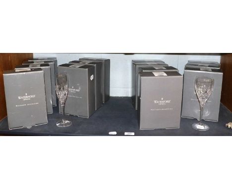 A Collection of Waterford Crystal Nocturne Collection Drinking Glasses, consisting of: fourteen Tranquility flute champagne g