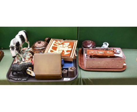 A Group of Miscellaneous Decorative Items to Include: Halcyon days enamel trinket box, modern Staffordshire dapple grey horse