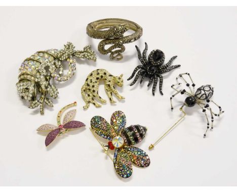 A Quantity of Costume Jewellery, including a Butler &amp; Wilson butterfly brooch, measures 7.5cm by 6.2 cm; together with fo