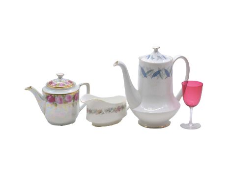 Royal Albert "Belinda" dinner service, six person with sauce boats, condiments etc; a German cabbage rose and lustre tea serv