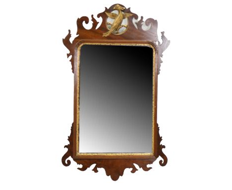 Chippendale style mahogany pier glass, with a gilt Phoenix rising, 81x49cm.