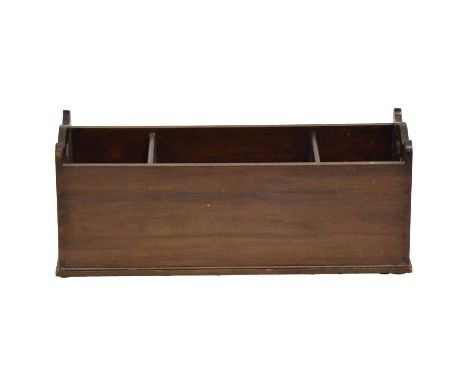 Mahogany plant trough, two dividers, 72x27cm, height 29cm.