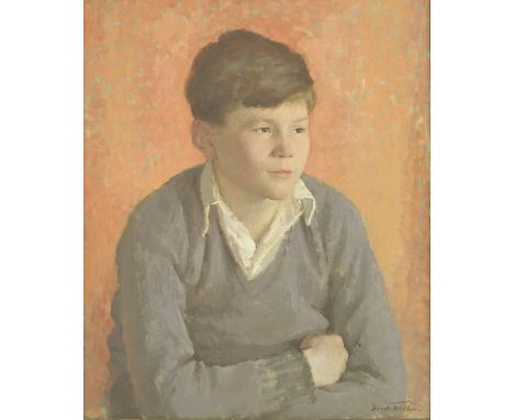 *Derek Fowler (1919-1990)PORTRAIT OF FRANCIS CRITTALL, AGED 10, HALF LENGTH (SON OF ARTIST ARIEL CRITTALL)Signed l.r., signed