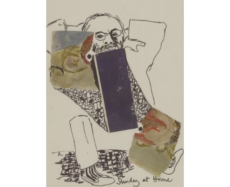 *Olive Cook (1912-2002)'SUNDAY AT HOME' - PORTRAIT OF EDWIN SMITH (1912-1971), THE ARTIST'S HUSBANDInscribed l.r., pen and in