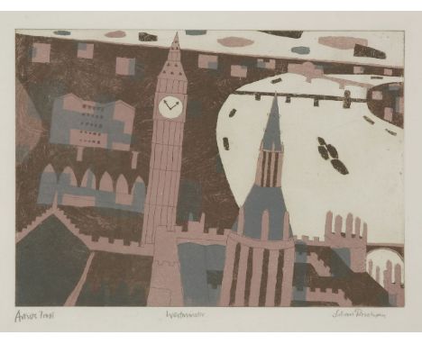 *Julian Trevelyan RA (1910-1988)WESTMINSTERLithograph printed in colours, signed and inscribed with title and 'artist's proof