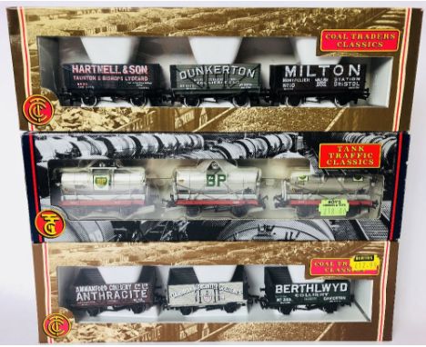 Bachmann OO gauge Coal Traders Classics and Tank Traffic Classics triple wagon packs all mint in near mint boxes