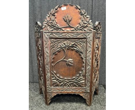 Anglo Indian highly carved fire screen [100x91cm] 