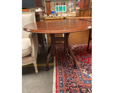 Vintage Bent wood based mahogany topped circular dinning table 