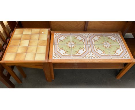 Mid century Tile top coffee table along with tile top side table 