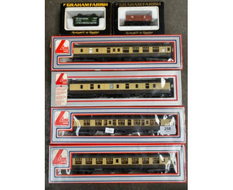2 Boxed lima carriages along with Graham Farish wagons 