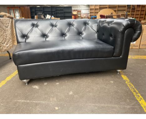Chesterfield style Black button back chaise lounge 