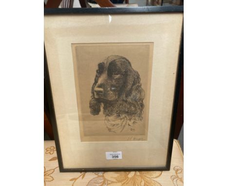 Portrait of a dog signed in pencil 