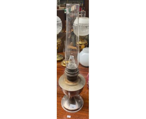 Vintage plated oil lamp with glass funnel 