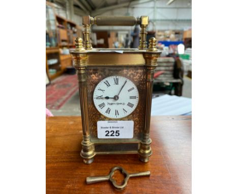 Antique Mappin and web brass carriage clock with key 