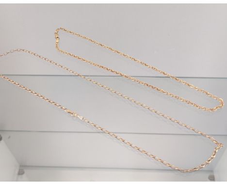 Two 9ct yellow gold belcher chains. [4.80grams] 