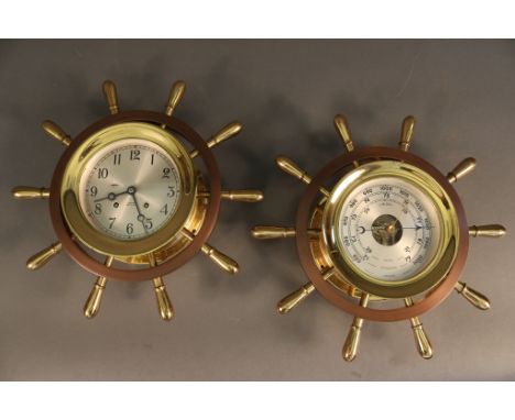 Chelsea Ship's Bell Clock and Barometer Six-inch ship's bell clock and barometer set by  the Chelsea Company, still in Chelse