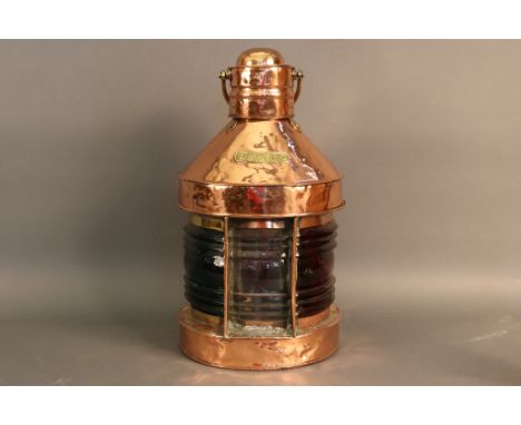 Ship's Masthead Trawling Lantern Substantial ship's trawling lantern with three  segmented fresnel lenses in red, blue and cl