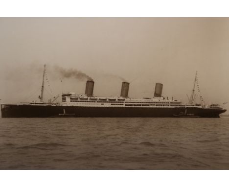 Vaterland Ocean Liner by Beken of Cowes Large Beken of Cowes print showing the ocean liner  Vaterland in harbor with two tugs