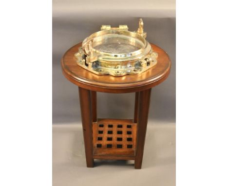 Authentic Heavy Brass Ships Porthole Table Very heavy ships porthole in the style of what is  known as the flower pattern. Hi