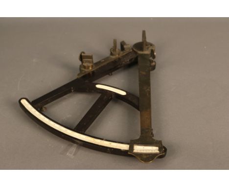 Ebony and Brass Quadrant from London London made ships quadrant with engraved makers  label from I. Bleuler of London. Scale 