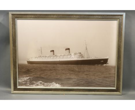 Beken of Cowes Print of Queen Elizabeth Beken of Cowes print of the ocean liner Queen  Elizabeth cruising in calm seas. Silve