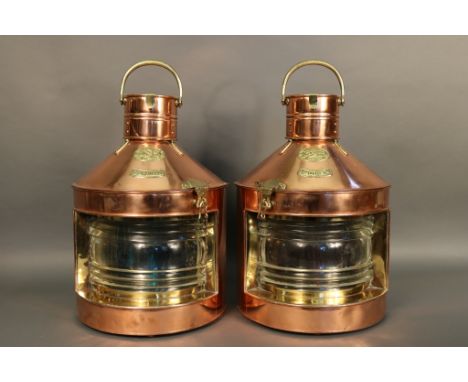 Substantial Copper Port & Starboard Ship's Lantern Pair of substantial port and starboard ship's  lanterns with brass badges 