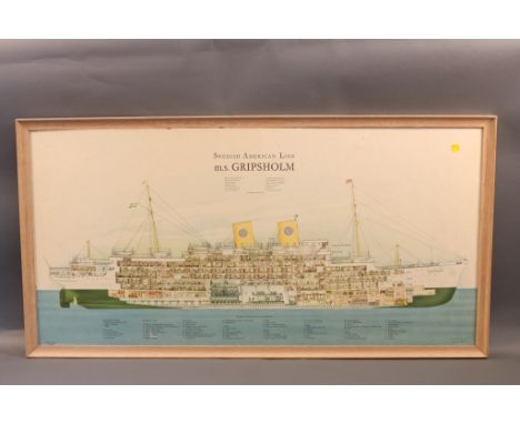 Ocean Liner M.S. Gripsholm Artwork Framed cutaway and portrait print of the Swedish  American Line ship M.S. Gripsholm. Portr