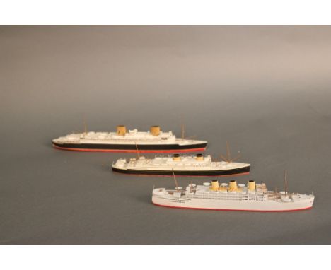 Group of three Bassett Lowke Ocean Liners Rare, group of three Bassett Lowke ocean liner  models, scale: 100 feet = 1". Vesse