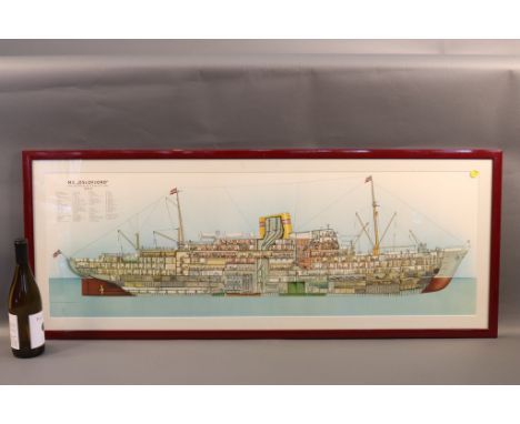 Cutaway Print of M.S. Oslofjord Cutaway of the Norwegian American Line vessel,  M.S. Oslofjord. Detailed with below decks sho