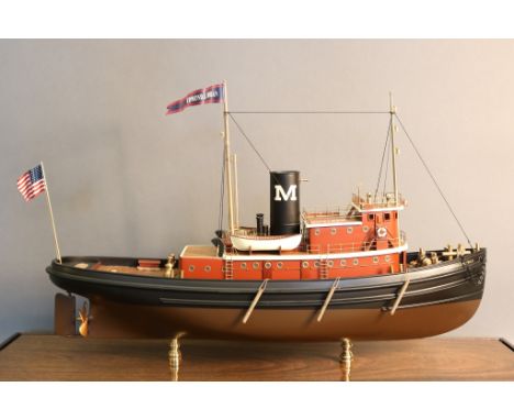 Ship Model New York Harbor Tug Boat Display model of the New York Harbor tug boat,  Edmond Moran. Tug model is complete with 
