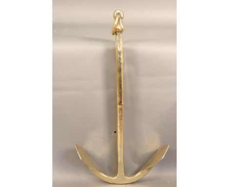 Solid Brass Highly Polished Yacht Anchor Sturdy solid brass twin fluke yacht anchor with  cross bar and hoisting ring. Polish
