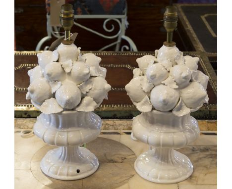 TABLE LAMPS, a pair, white ceramic Casa Pupo style of lemons in a bowl, 42cm H. (2)