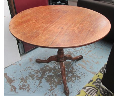 TRIPOD TABLE, Georgian, fruitwood and oak with circular tilt top on turned support, 103cm diam. x 75cm H. (with faults)