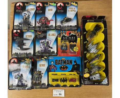 Diecast: Kenner Batman die-cast metal collection of figures and vehicles, all within sealed packaging; some damage to card ba