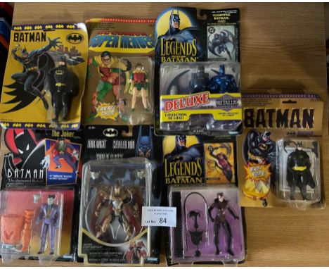 Vintage Toys: Batman assortment of carded figures, several Kenner/Hasbro, Canadian issues; damage to card backs; (7). 