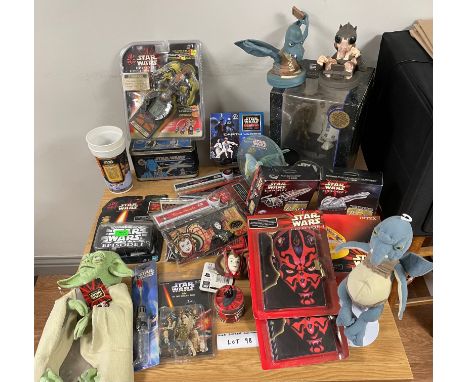 Vintage Toys: Star Wars collection of items, including puppet, soft toy, novelty items and accessories; some damage to packag