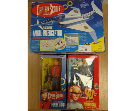 Vintage Toys: Captain Scarlet/Joe 90 boxed trio, including Electronic Angel Interceptor (untested), Joe 90 figure and Captain
