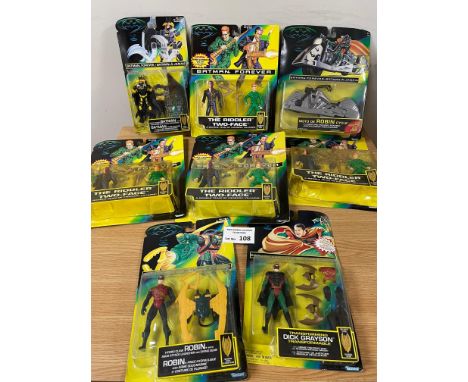 Vintage Toys: Kenner Batman Forever figures; some duplicates; some curving to card backs; (8).