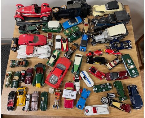 Diecast: Box of larger scale unboxed models; generally in Fine condition, including Brumm, Solido, Matchbox, Corgi, Franklin 