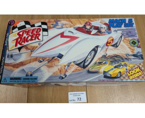 Vintage Toys: Speed Racer Mach 5 Play Set, Spridle and Chim Chim, rare boxed set, box has a few scuffs on corners but otherwi