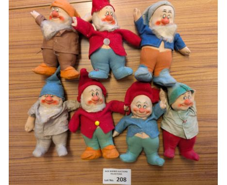 Vintage Dolls: Chad Valley Walt Disney Snow White and the Seven Dwarves vintage cloth dolls; brushed cotton faces with painte